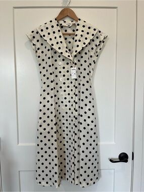 NWT white black poke dotes A line
Preppy nautical 50s sailor collars midi dress